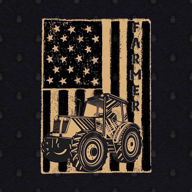 Vintage American flag tractor gift for farmer by JustBeSatisfied